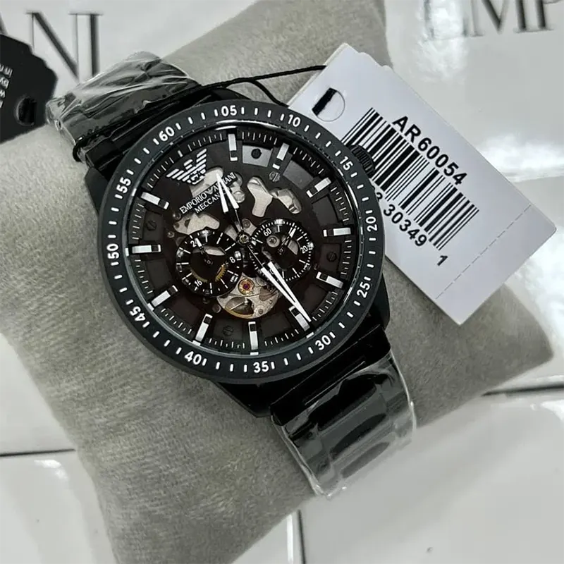 Emporio Armani Mario Automatic Black Dial Men's Watch- AR60054